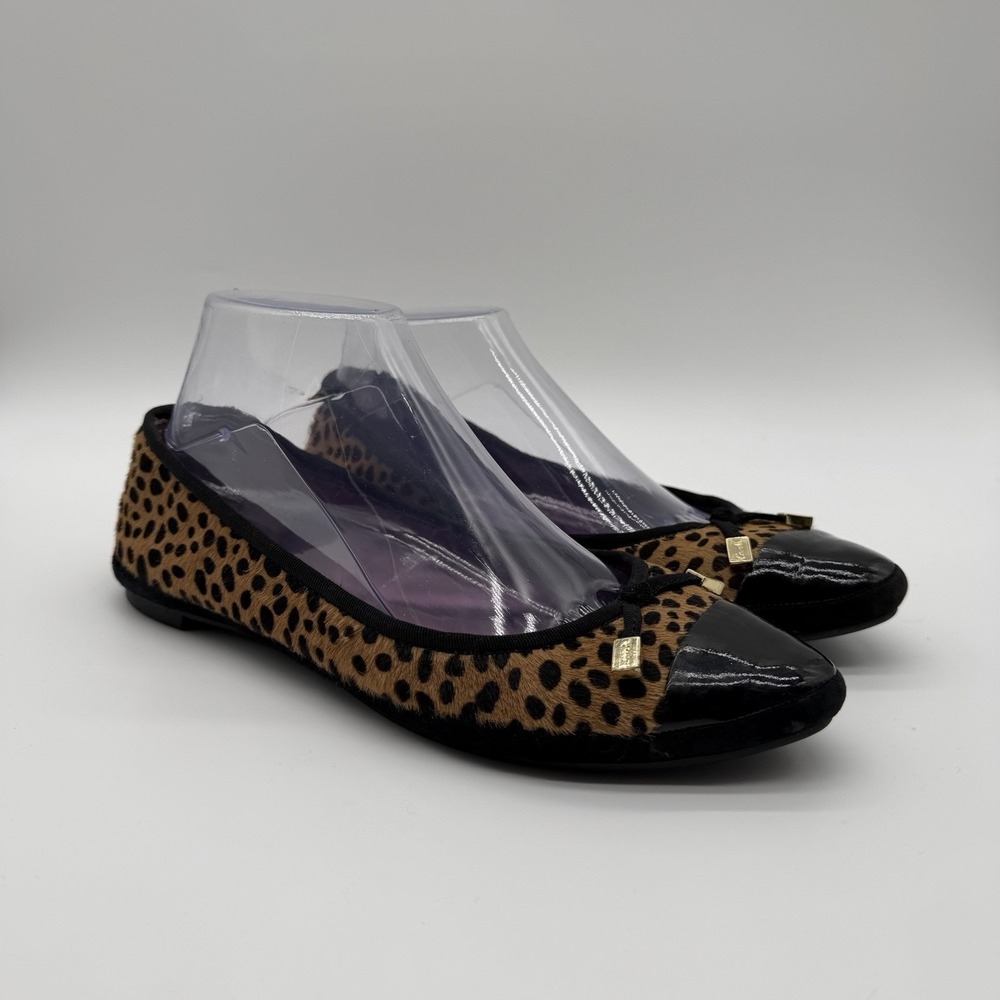 Coach Poppy Kudos Cheetah Print Genuine Haircalf Ballet Flats Cap Toe EST Size 8